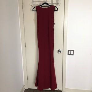 Burgundy Mermaid, Low-Back Evening Gown, NWT